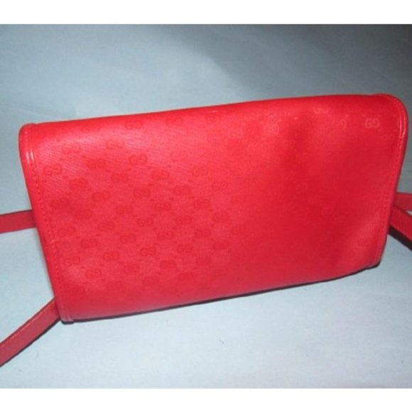 Gucci Vintage Red 2-Way Purse Coated Canvas Small G Logo - Picture 6 of 9